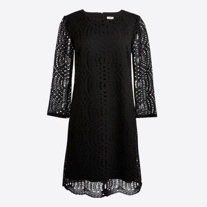 J Crew Elegant Black Lace Dress with sheer lace long sleeves